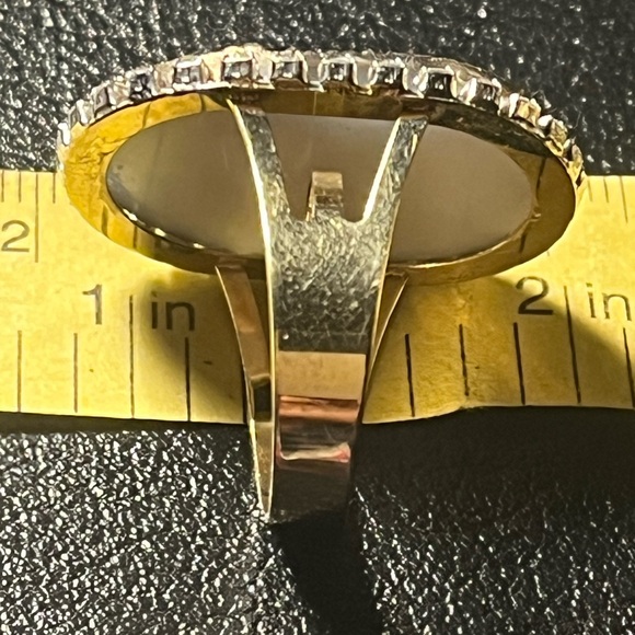 Milor 14K Yellow Gold Druzy & White Topaz Ring with druzy set of earrings. - Picture 11 of 13